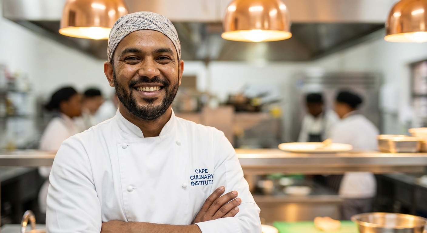Portrait of Riyaad Salie, Chef Lecturer in Professional Cookery